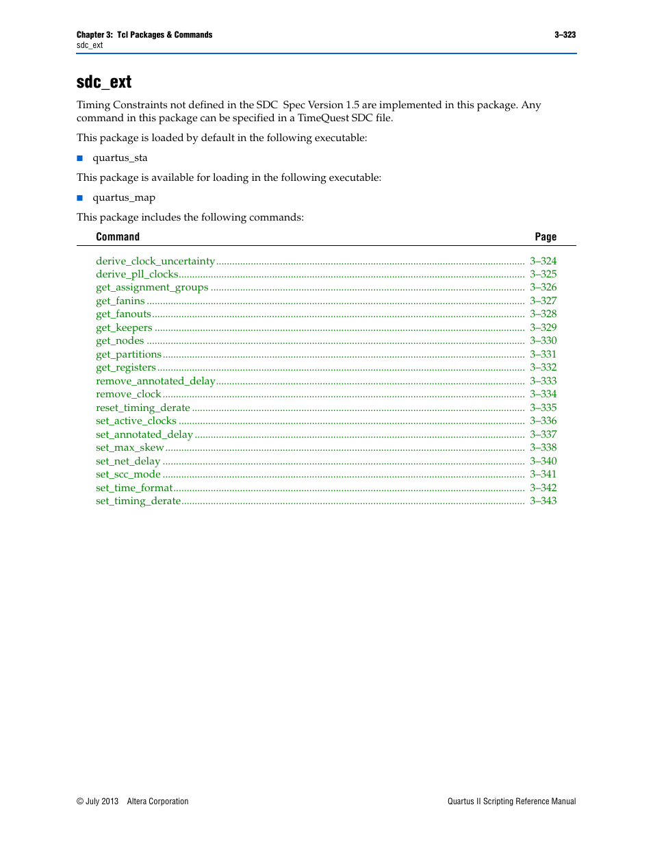 Sdc_ext, Sdc_ext –323 | Altera Quartus II Scripting User Manual | Page 453 / 634