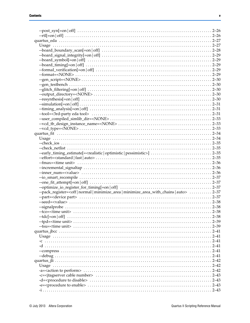 Altera Quartus II Scripting User Manual | Page 5 / 634