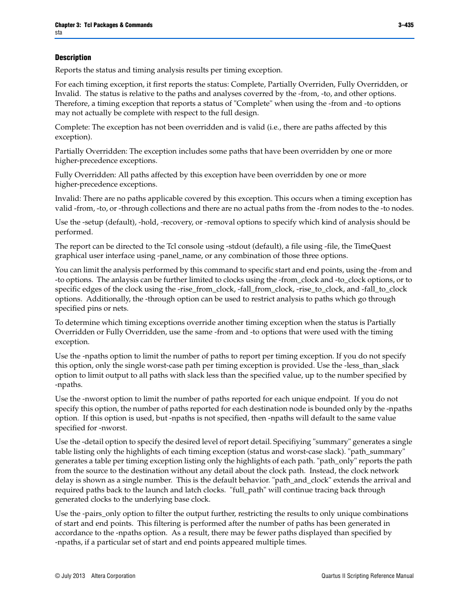 Description | Altera Quartus II Scripting User Manual | Page 565 / 634