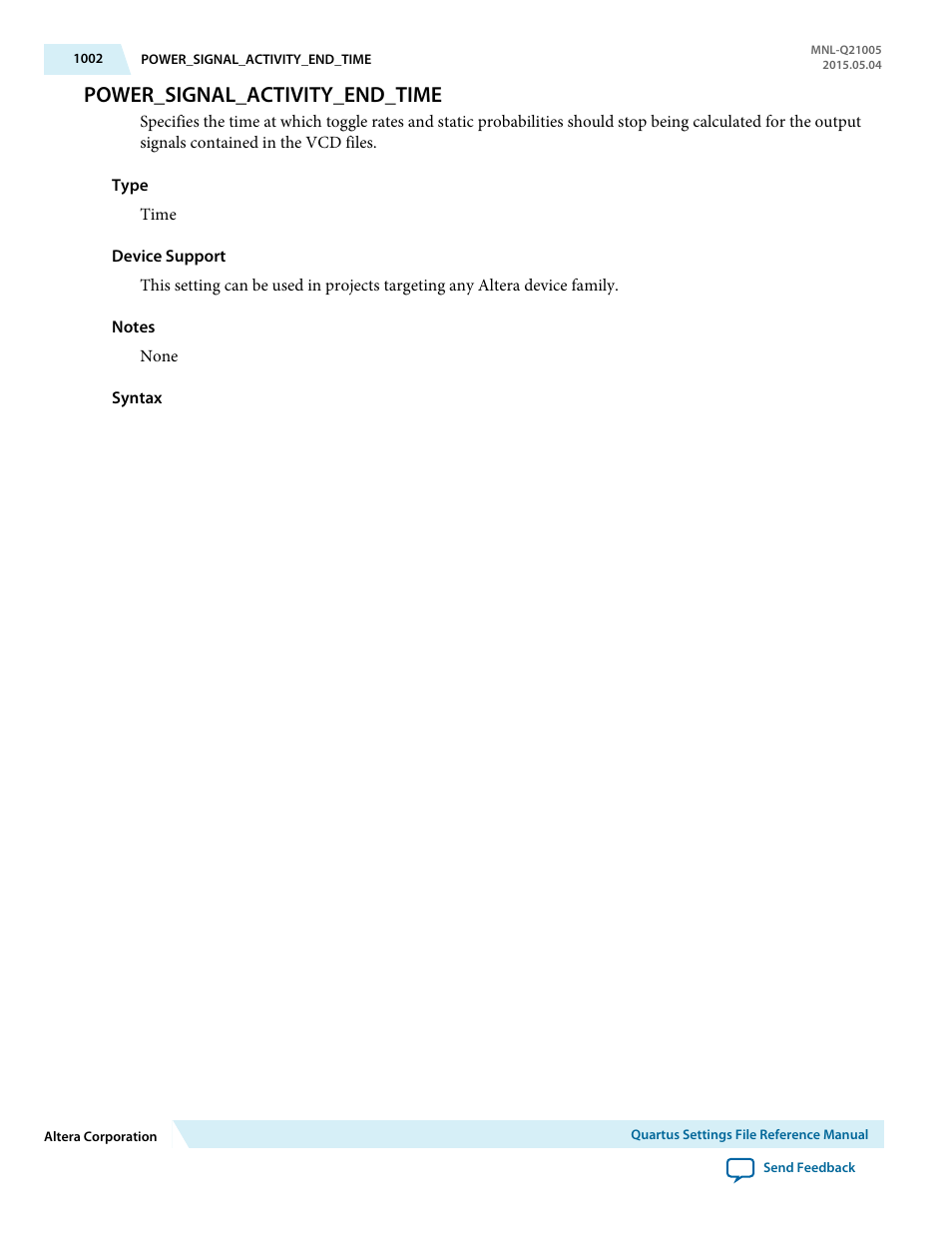 Power_signal_activity_end_time | Altera Quartus II Settings File User Manual | Page 1002 / 1344