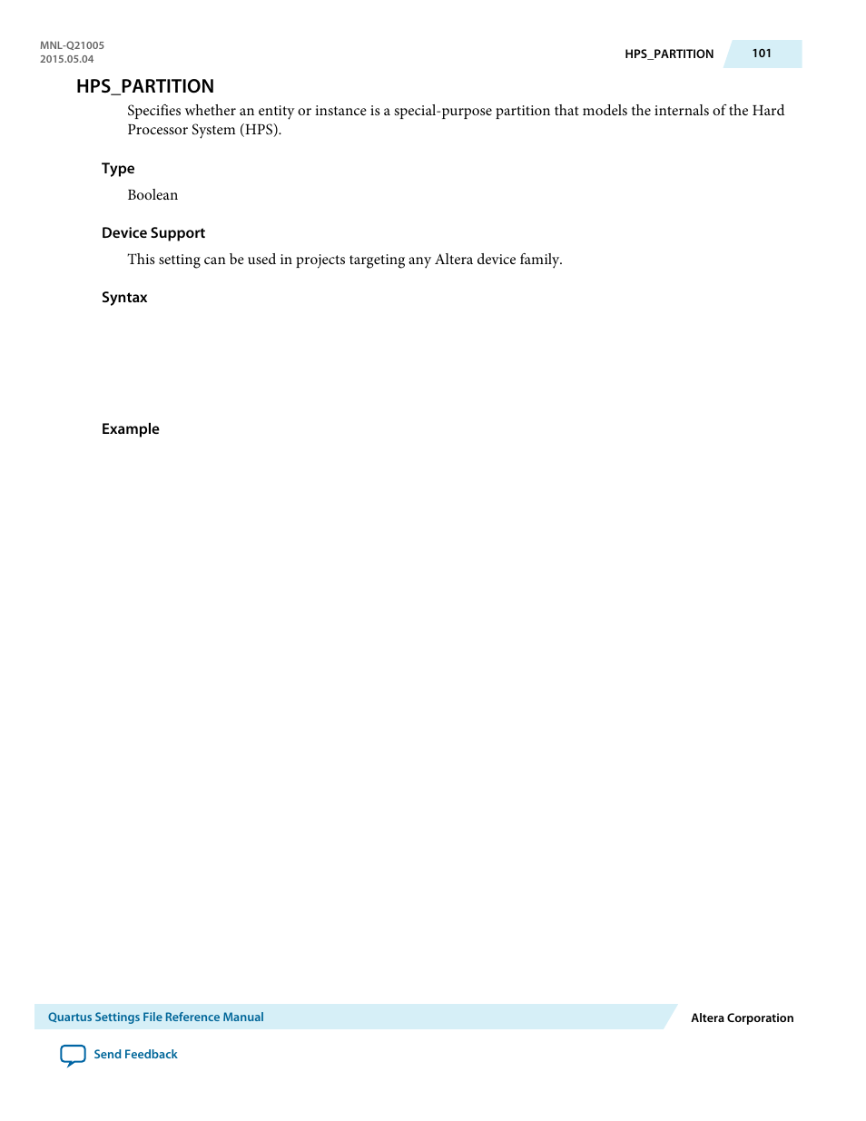 Hps_partition | Altera Quartus II Settings File User Manual | Page 101 / 1344