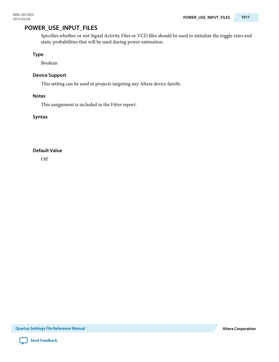 Power_use_input_files | Altera Quartus II Settings File User Manual | Page 1011 / 1344