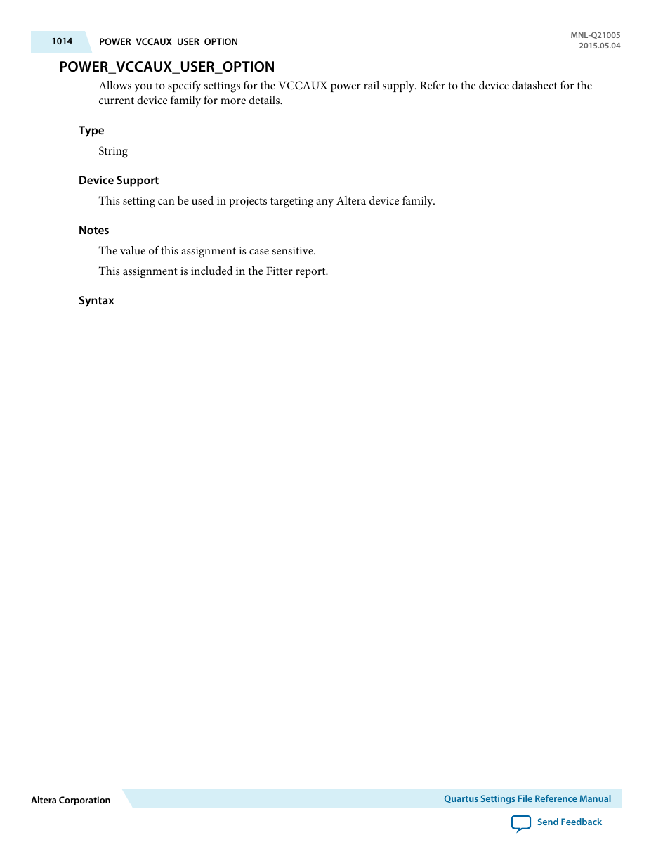 Power_vccaux_user_option | Altera Quartus II Settings File User Manual | Page 1014 / 1344