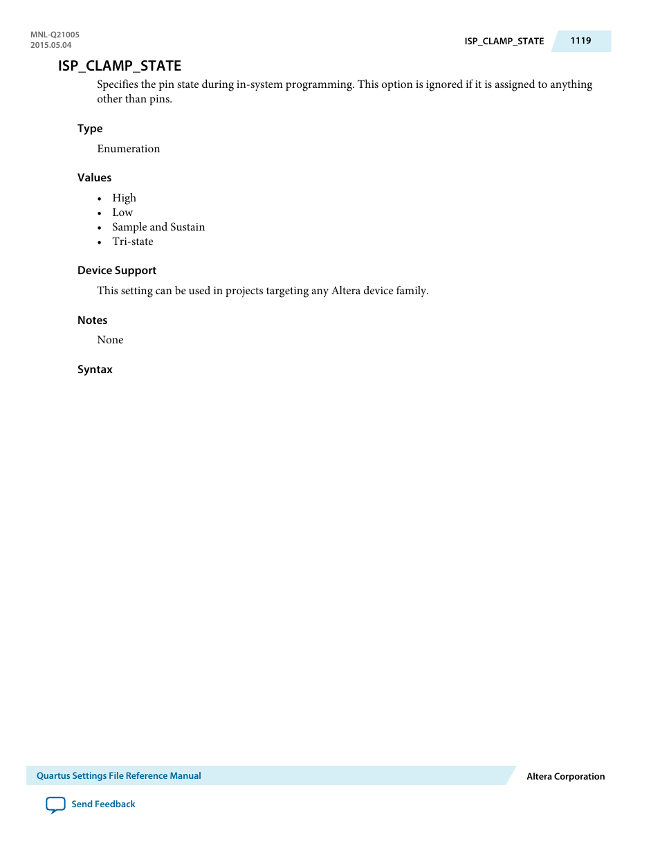 Isp_clamp_state | Altera Quartus II Settings File User Manual | Page 1119 / 1344