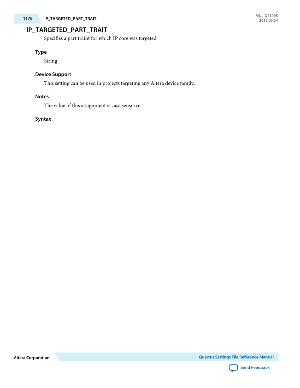 Ip_targeted_part_trait | Altera Quartus II Settings File User Manual | Page 1176 / 1344