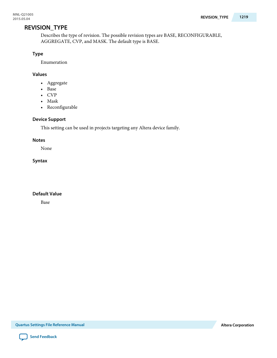 Revision_type | Altera Quartus II Settings File User Manual | Page 1219 / 1344