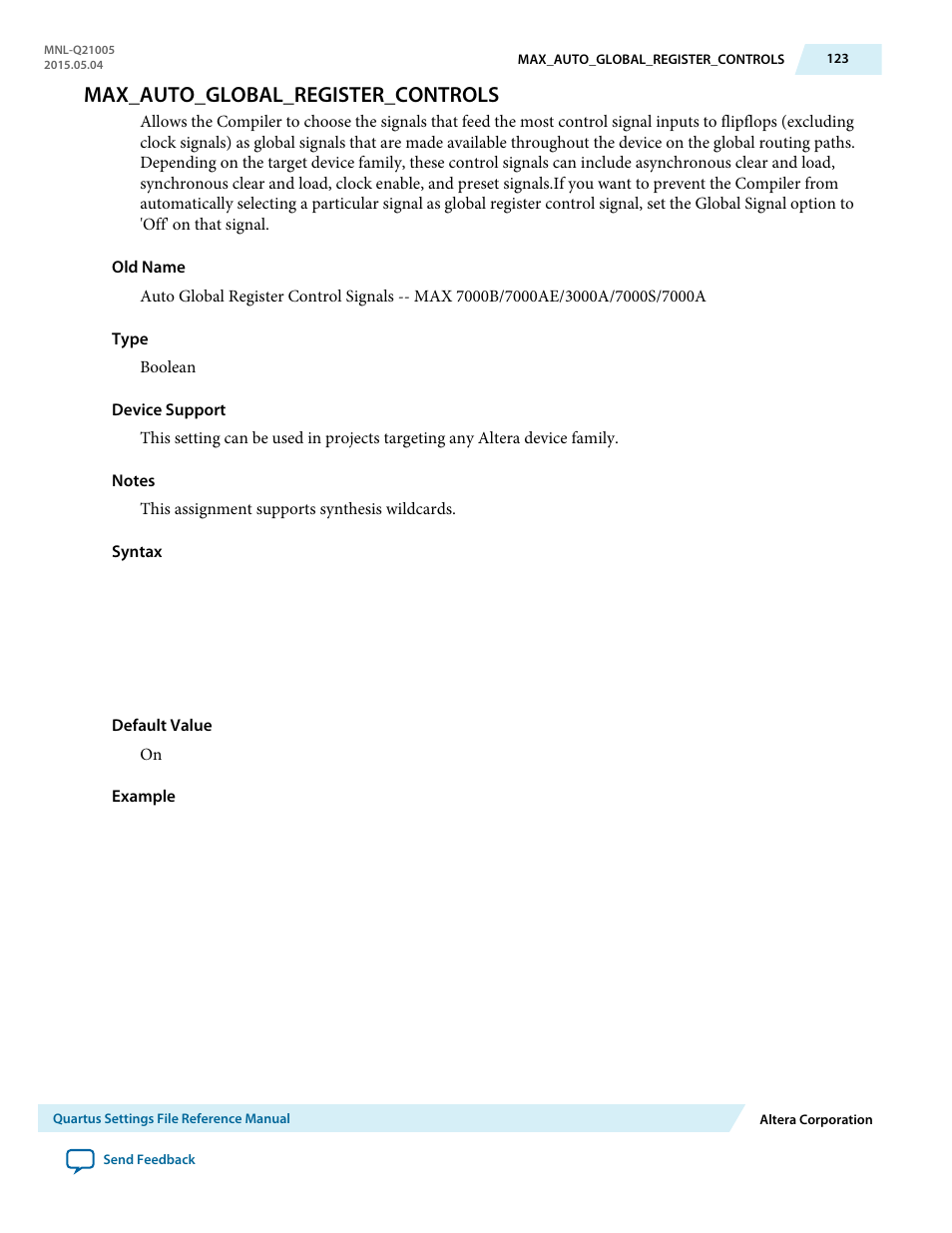 Max_auto_global_register_controls | Altera Quartus II Settings File User Manual | Page 123 / 1344