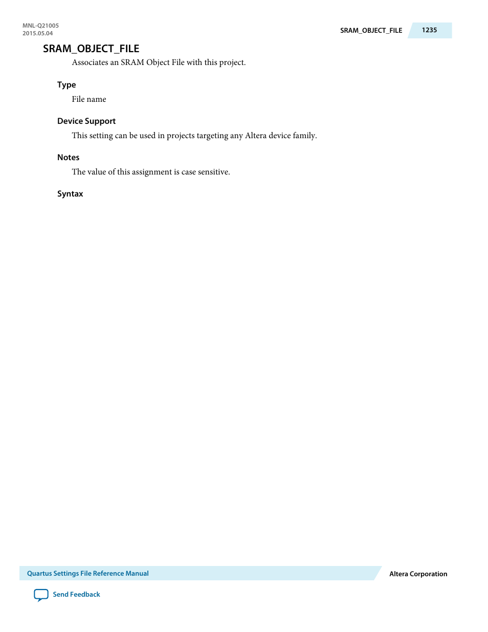 Sram_object_file | Altera Quartus II Settings File User Manual | Page 1235 / 1344