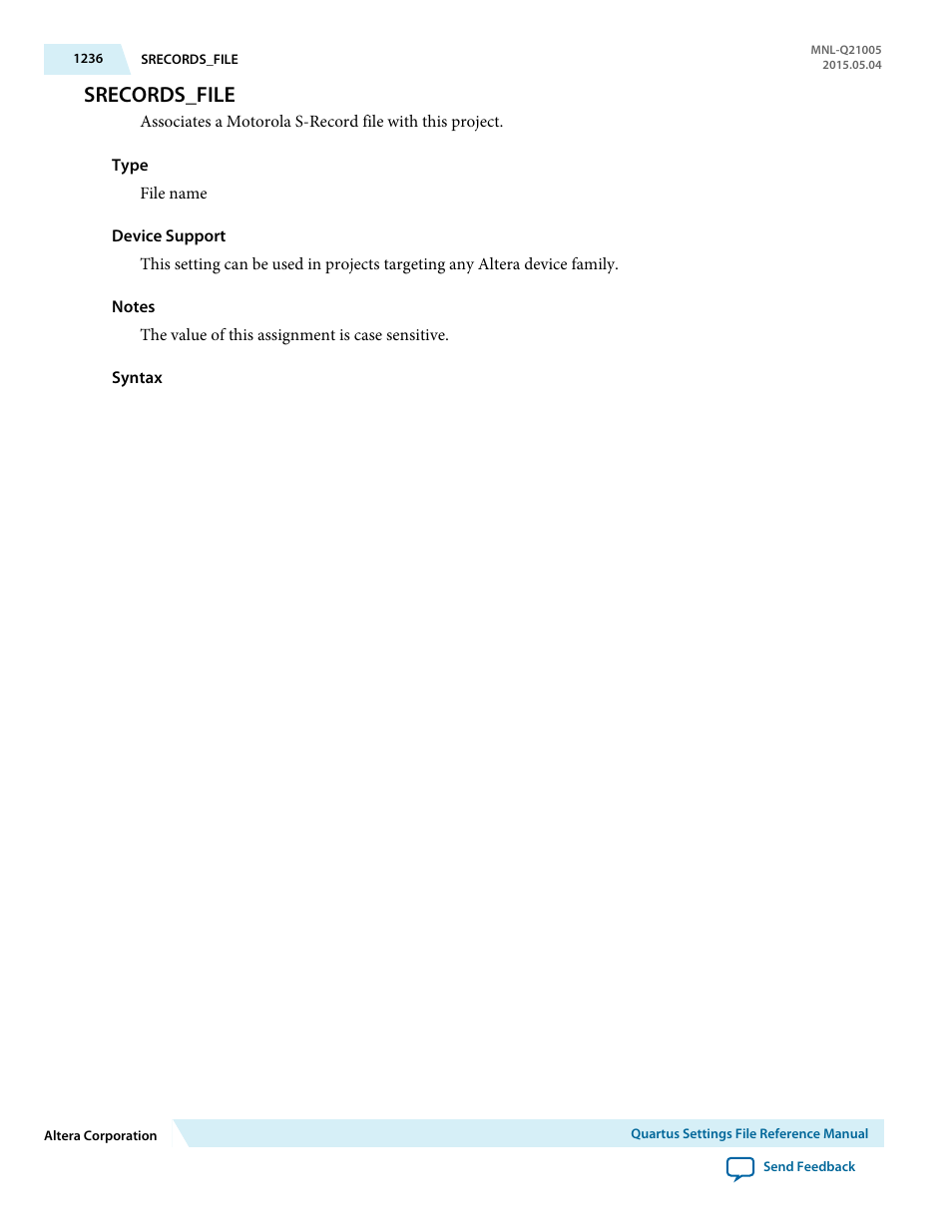 Srecords_file | Altera Quartus II Settings File User Manual | Page 1236 / 1344