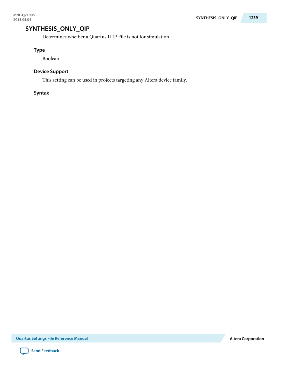 Synthesis_only_qip | Altera Quartus II Settings File User Manual | Page 1239 / 1344