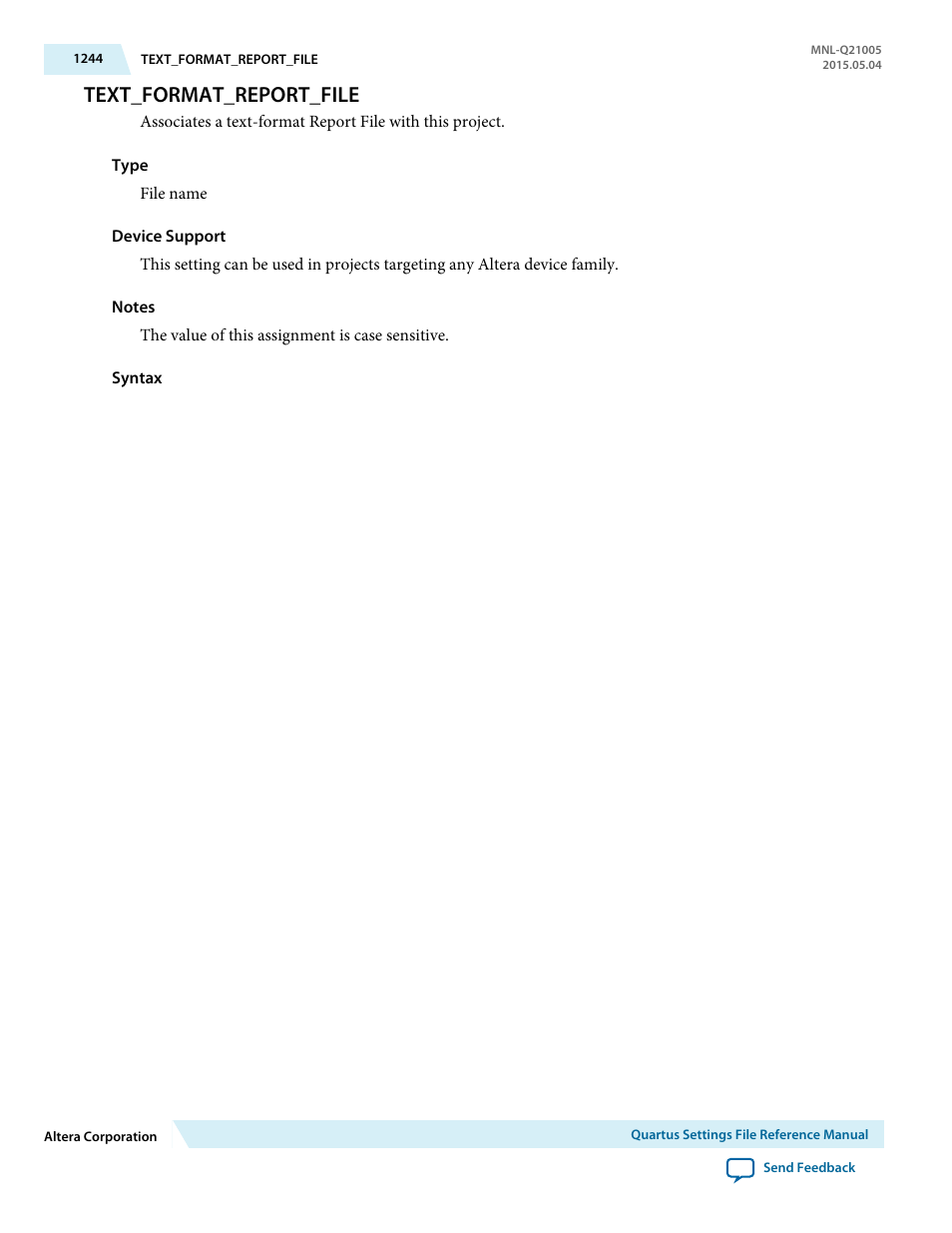 Text_format_report_file | Altera Quartus II Settings File User Manual | Page 1244 / 1344