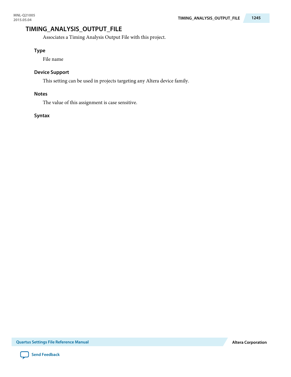 Timing_analysis_output_file | Altera Quartus II Settings File User Manual | Page 1245 / 1344