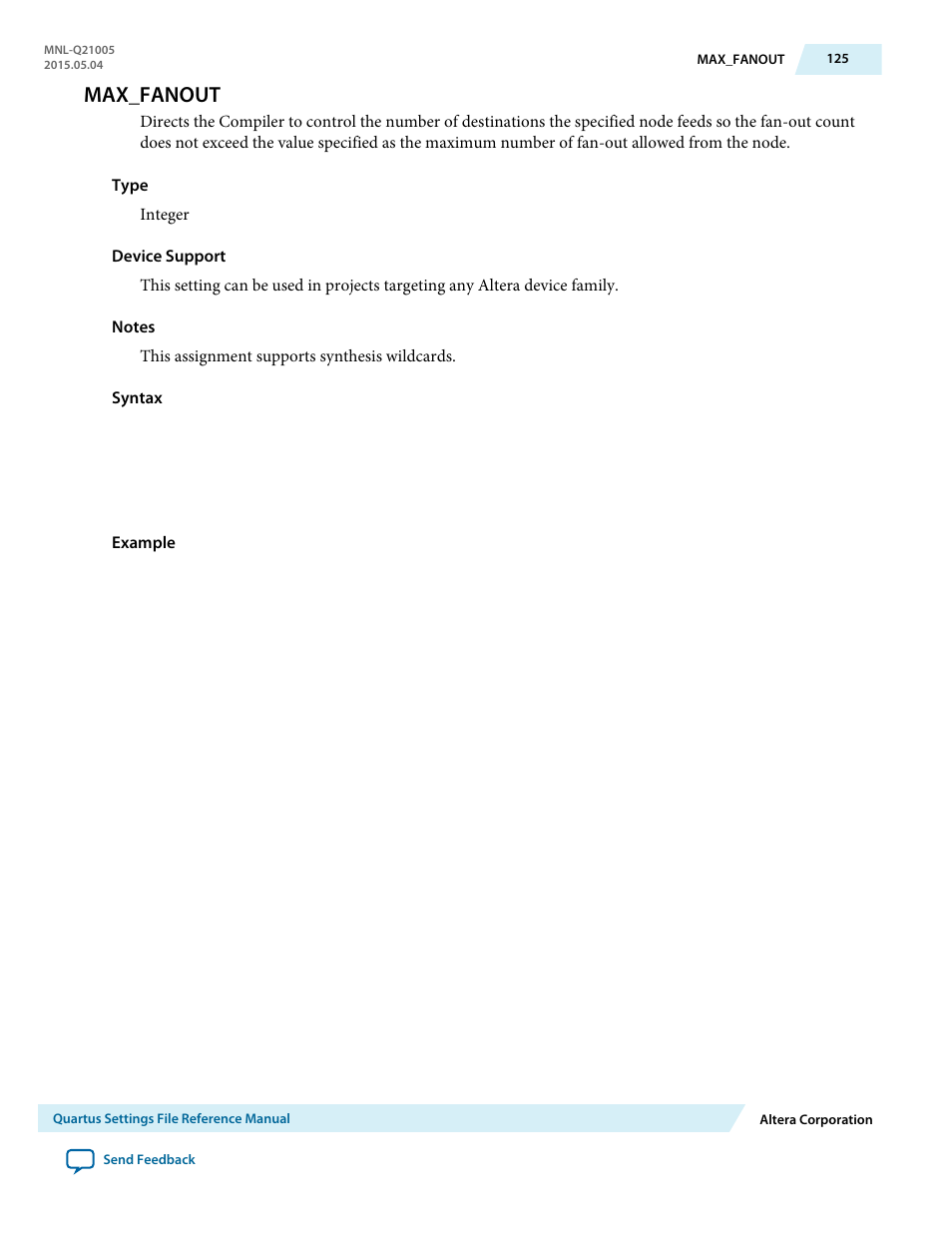 Max_fanout | Altera Quartus II Settings File User Manual | Page 125 / 1344