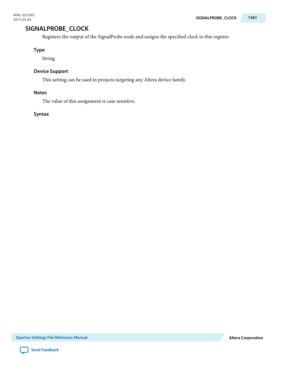 Signalprobe_clock | Altera Quartus II Settings File User Manual | Page 1261 / 1344