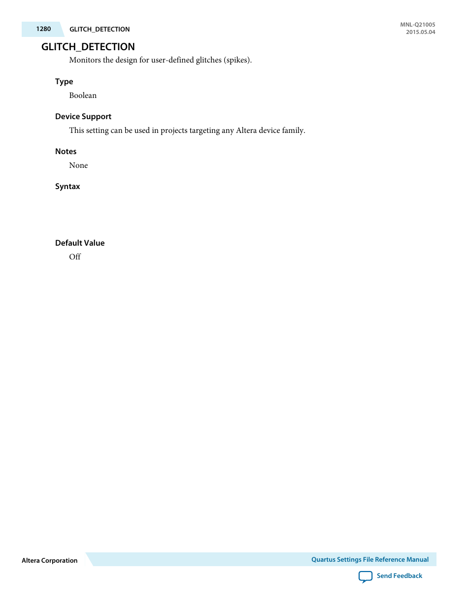 Glitch_detection | Altera Quartus II Settings File User Manual | Page 1280 / 1344