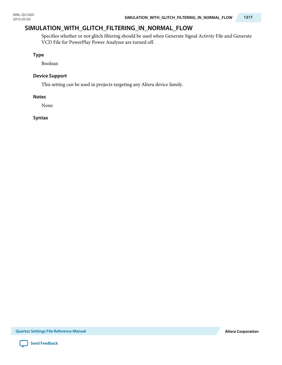 Simulation_with_glitch_filtering_in_normal_flow | Altera Quartus II Settings File User Manual | Page 1317 / 1344