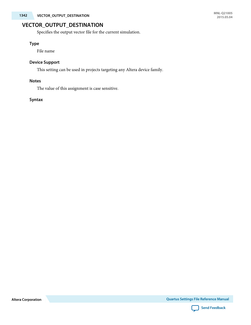 Vector_output_destination | Altera Quartus II Settings File User Manual | Page 1342 / 1344