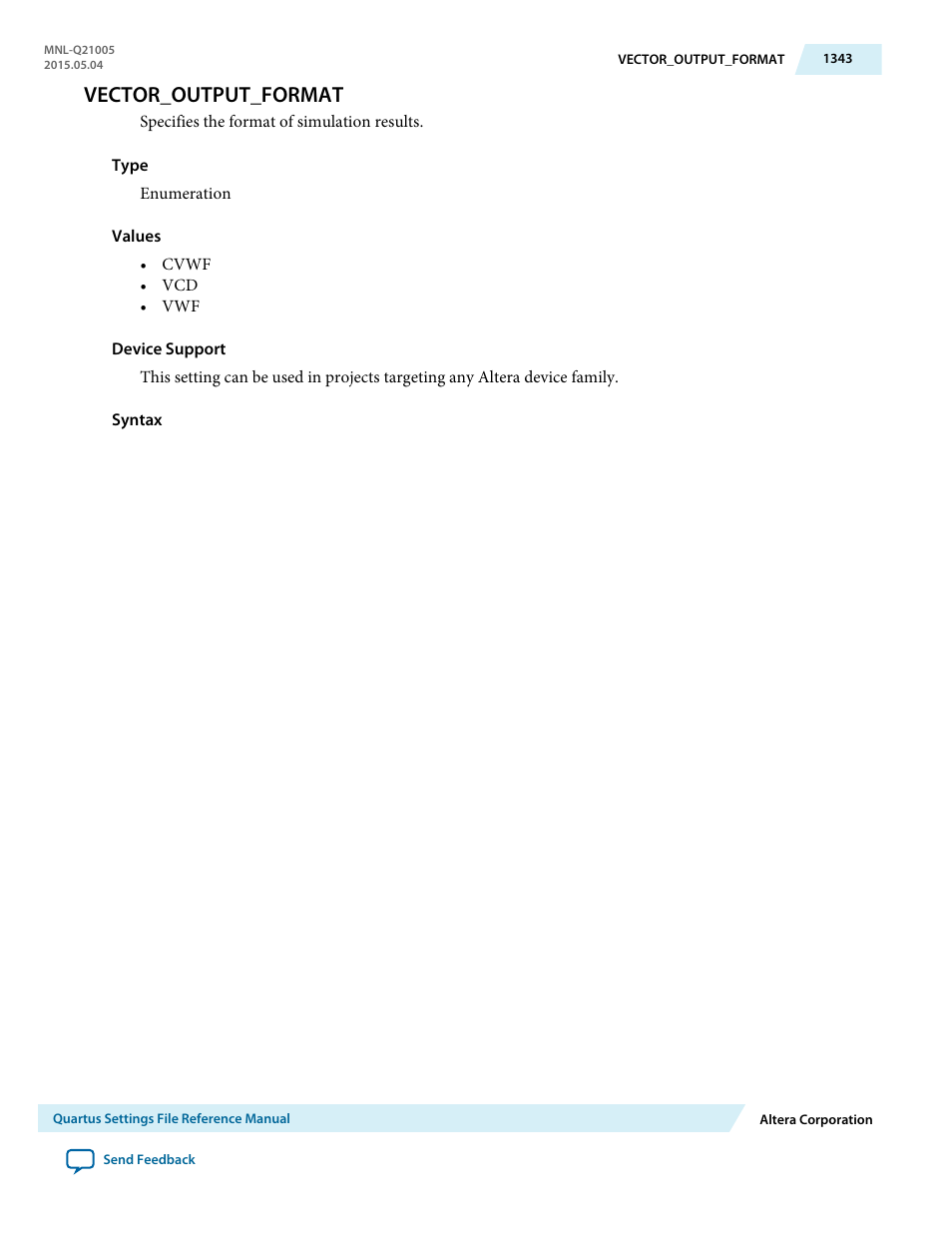 Vector_output_format | Altera Quartus II Settings File User Manual | Page 1343 / 1344