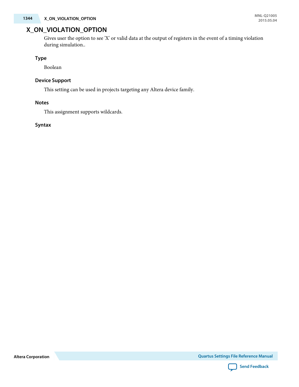X_on_violation_option | Altera Quartus II Settings File User Manual | Page 1344 / 1344
