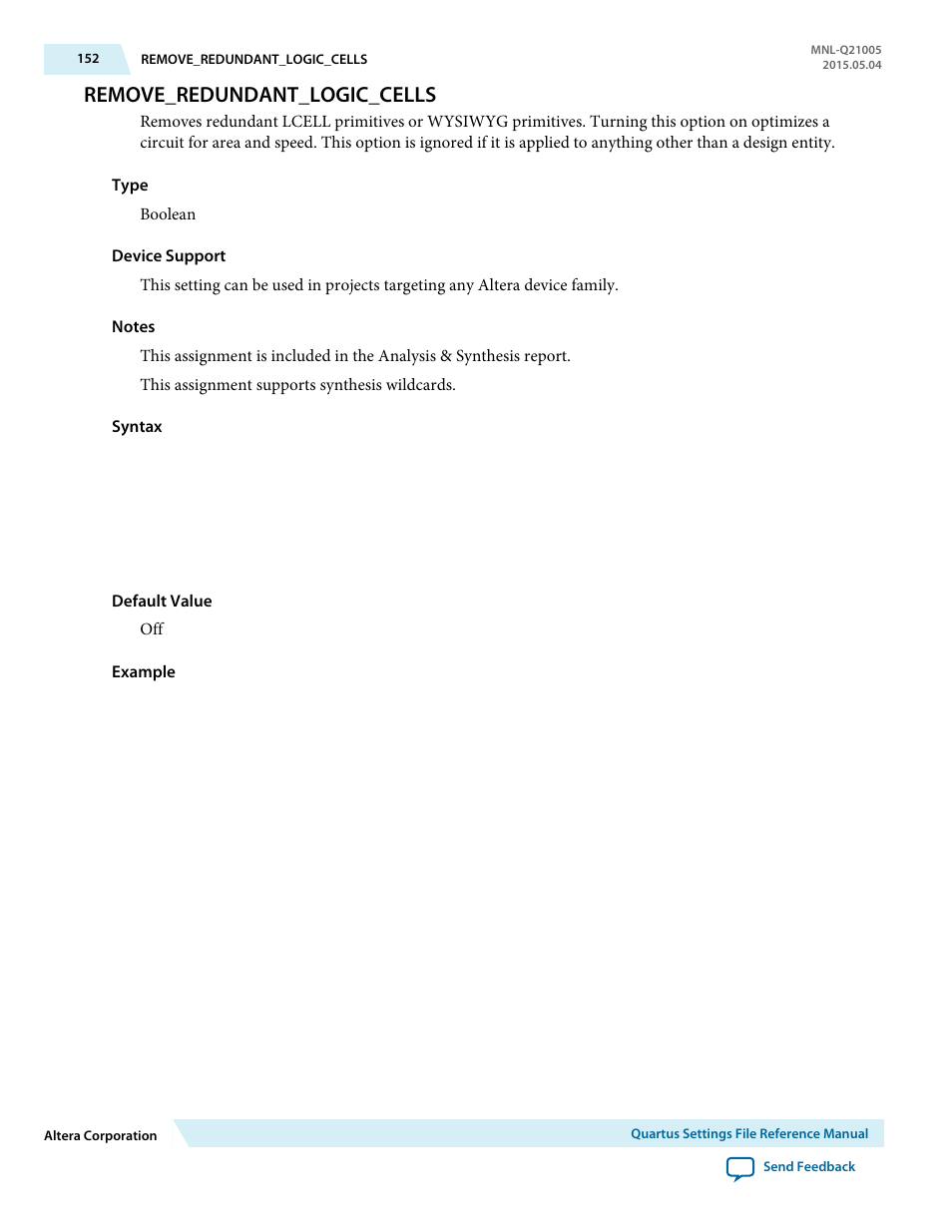 Remove_redundant_logic_cells | Altera Quartus II Settings File User Manual | Page 152 / 1344
