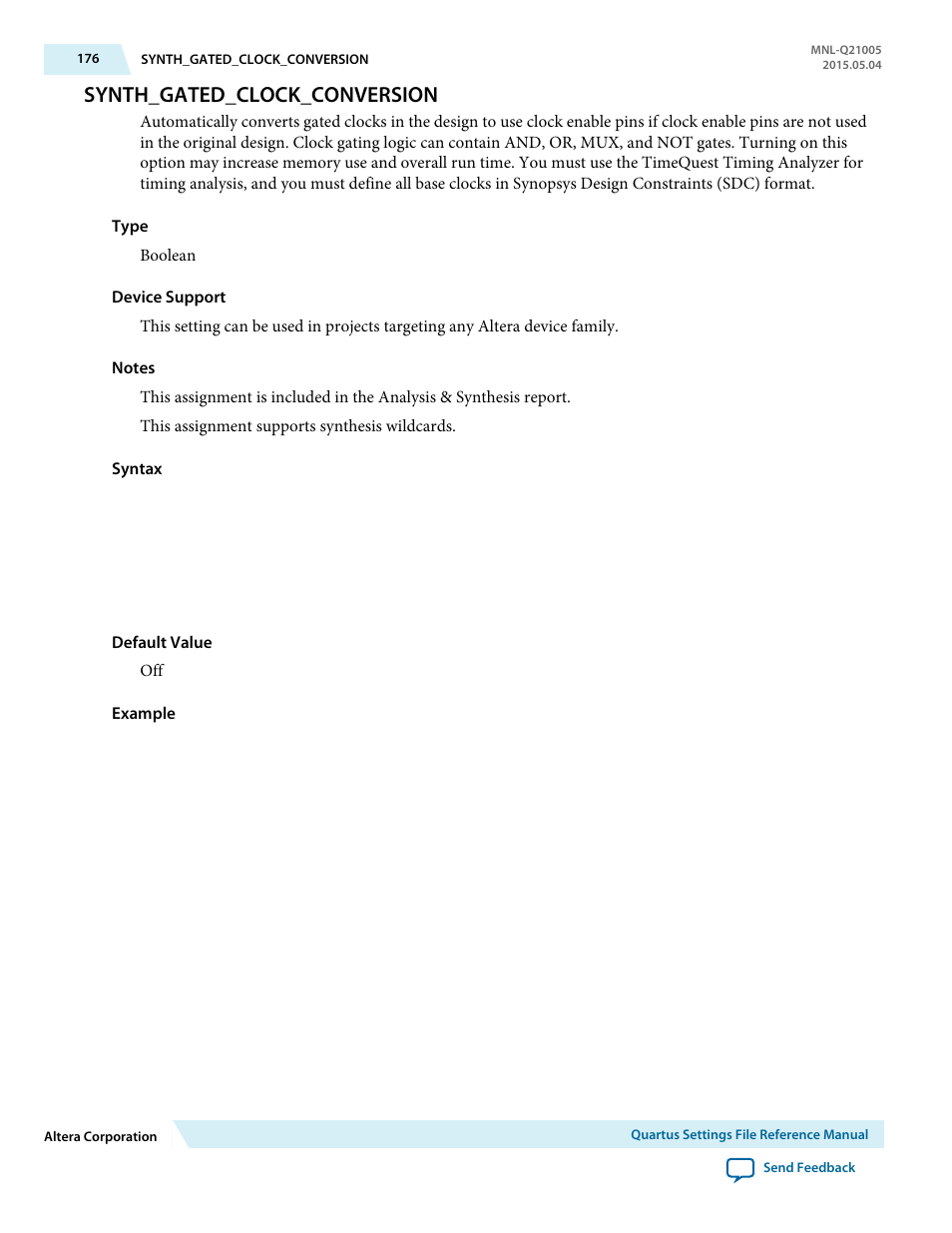 Synth_gated_clock_conversion | Altera Quartus II Settings File User Manual | Page 176 / 1344