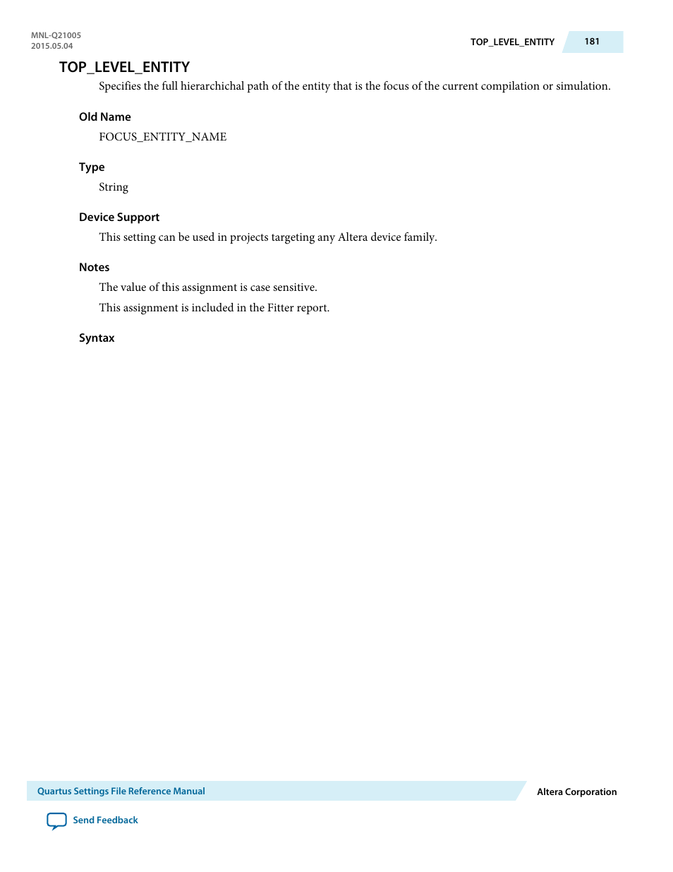 Top_level_entity | Altera Quartus II Settings File User Manual | Page 181 / 1344