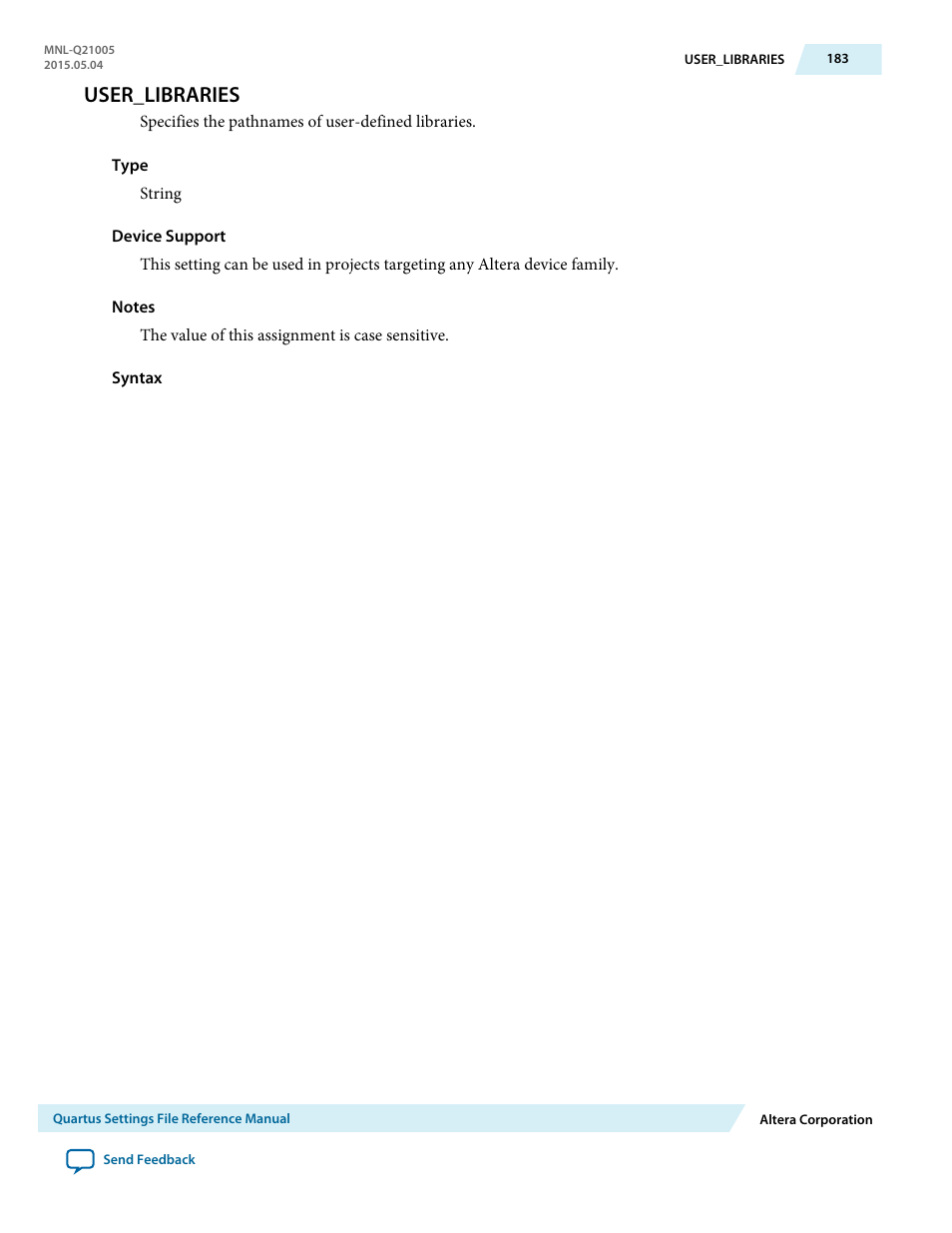User_libraries | Altera Quartus II Settings File User Manual | Page 183 / 1344