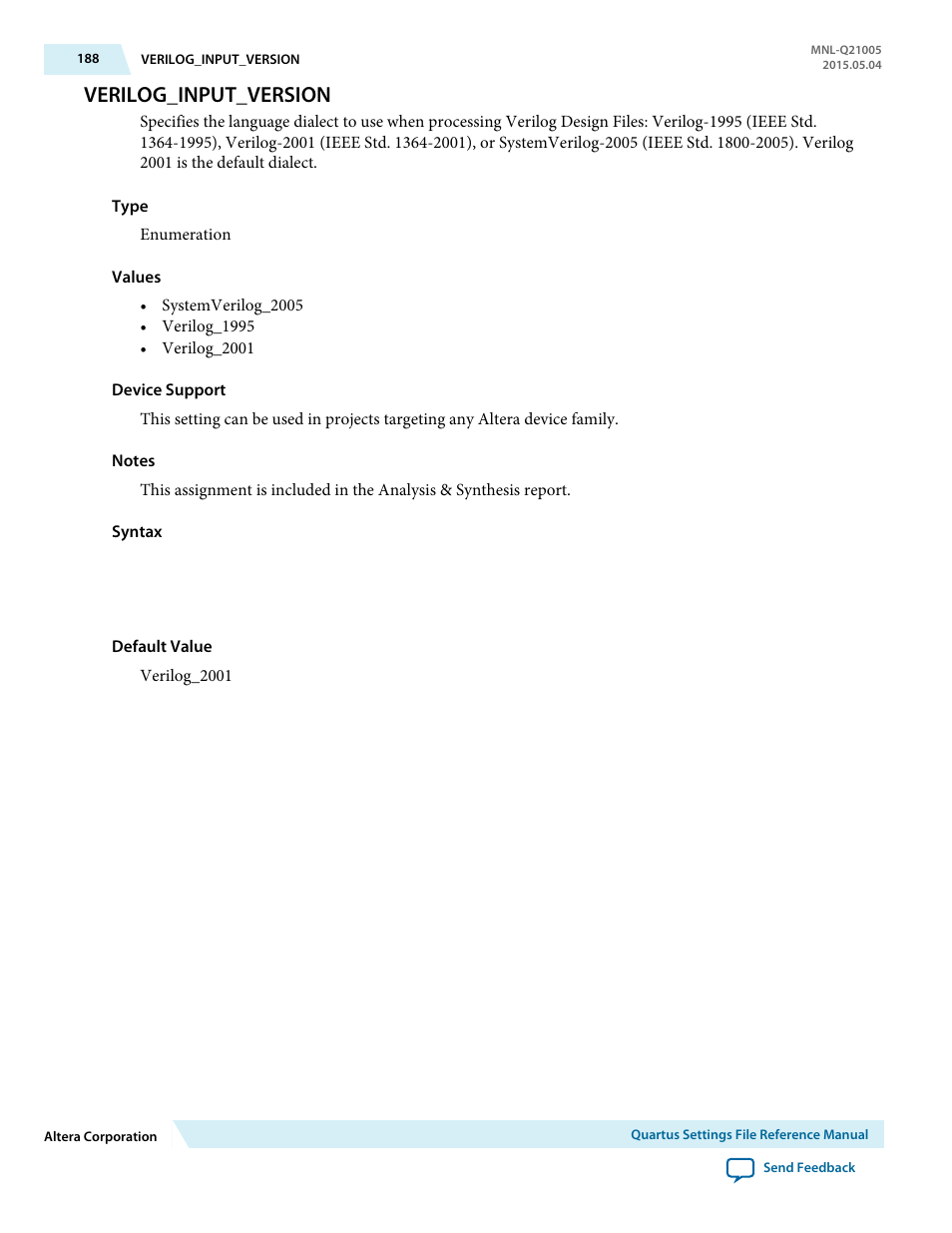 Verilog_input_version | Altera Quartus II Settings File User Manual | Page 188 / 1344