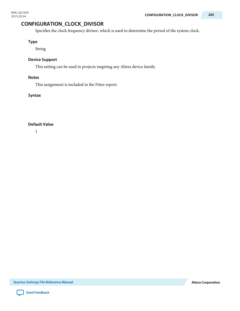 Configuration_clock_divisor | Altera Quartus II Settings File User Manual | Page 205 / 1344