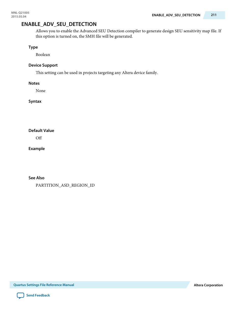 Enable_adv_seu_detection | Altera Quartus II Settings File User Manual | Page 211 / 1344