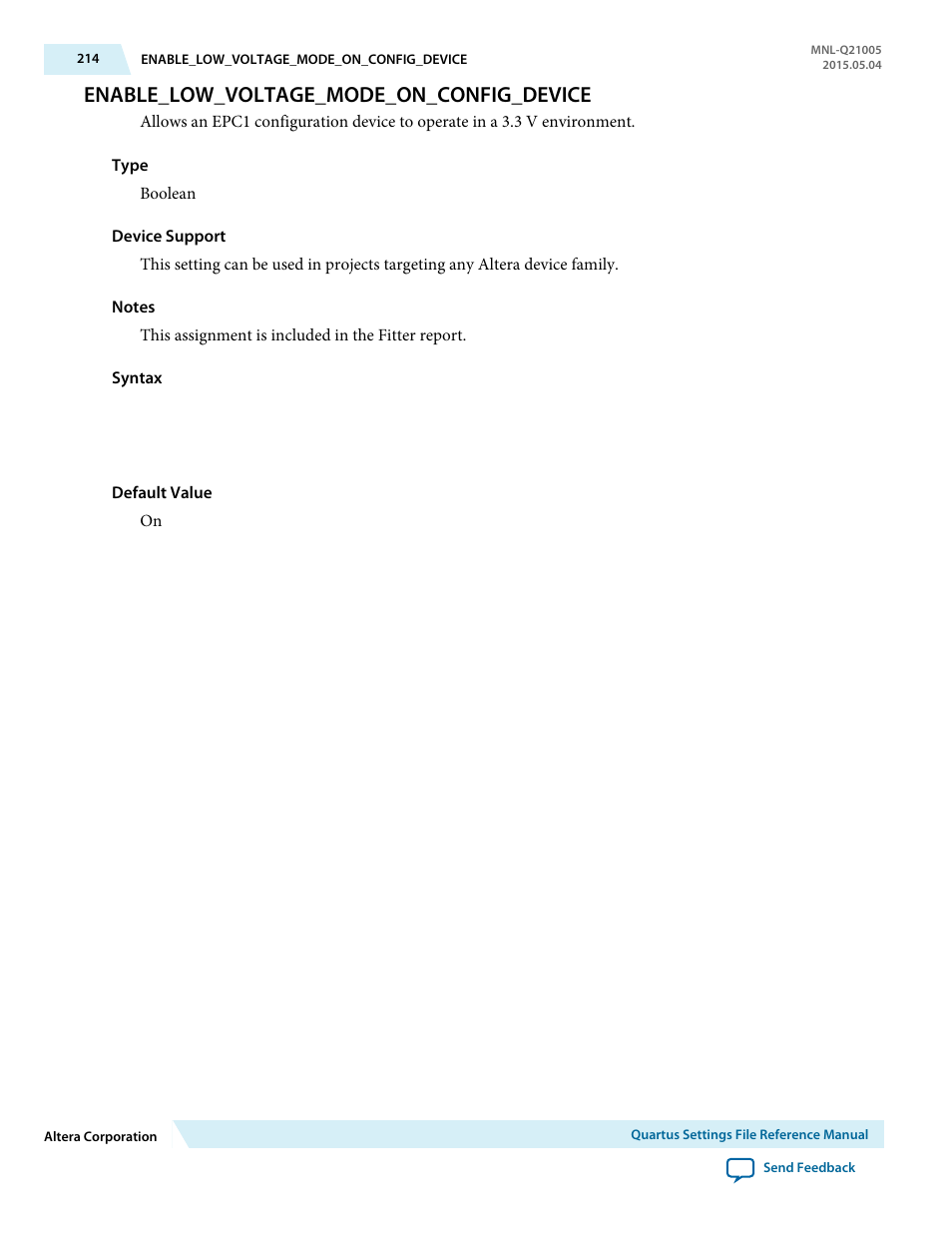 Enable_low_voltage_mode_on_config_device | Altera Quartus II Settings File User Manual | Page 214 / 1344