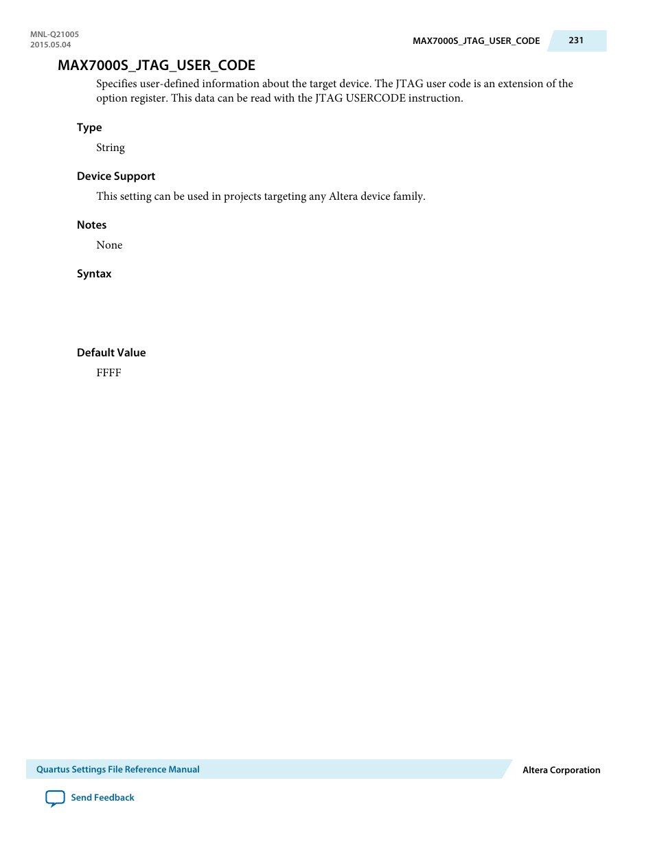 Max7000s_jtag_user_code | Altera Quartus II Settings File User Manual | Page 231 / 1344