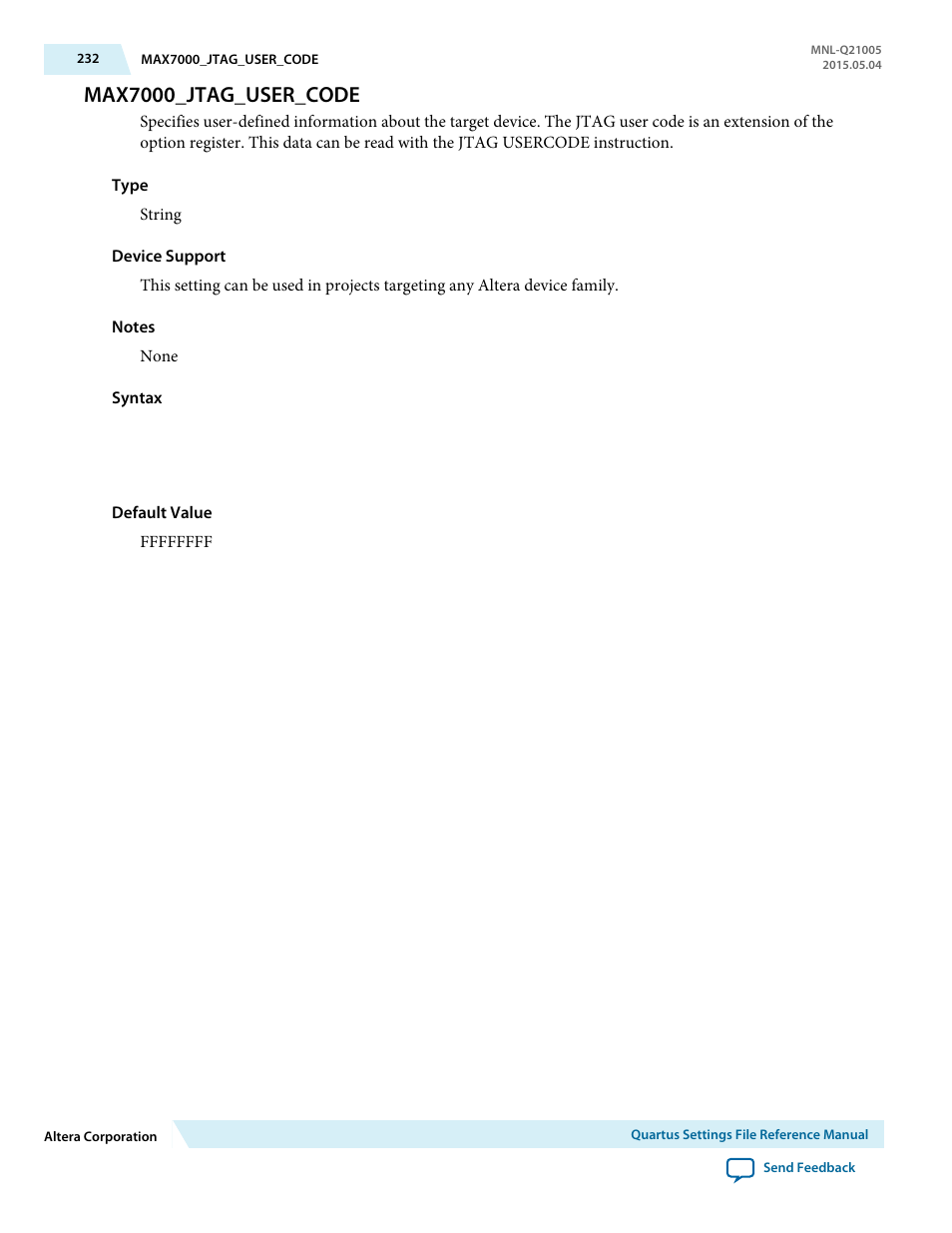 Max7000_jtag_user_code | Altera Quartus II Settings File User Manual | Page 232 / 1344