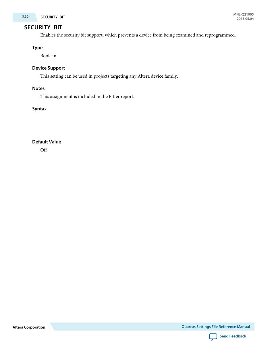 Security_bit | Altera Quartus II Settings File User Manual | Page 242 / 1344