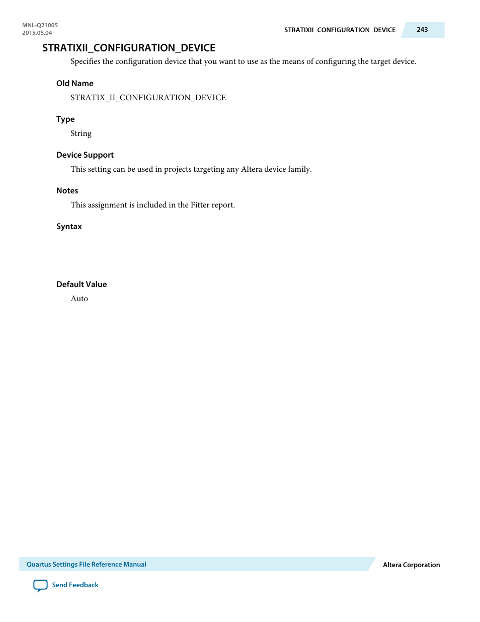 Stratixii_configuration_device | Altera Quartus II Settings File User Manual | Page 243 / 1344