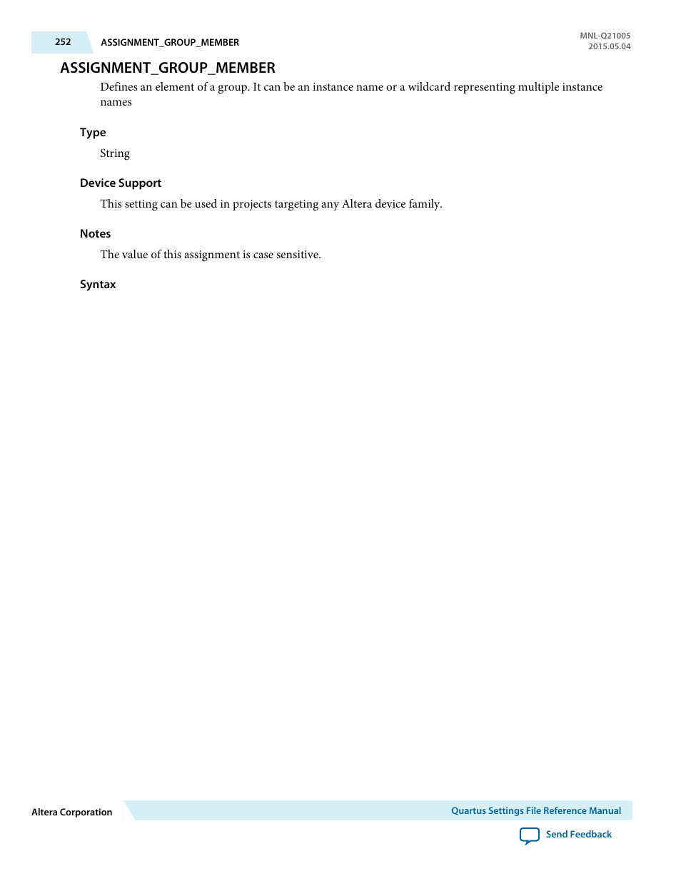 Assignment_group_member | Altera Quartus II Settings File User Manual | Page 252 / 1344