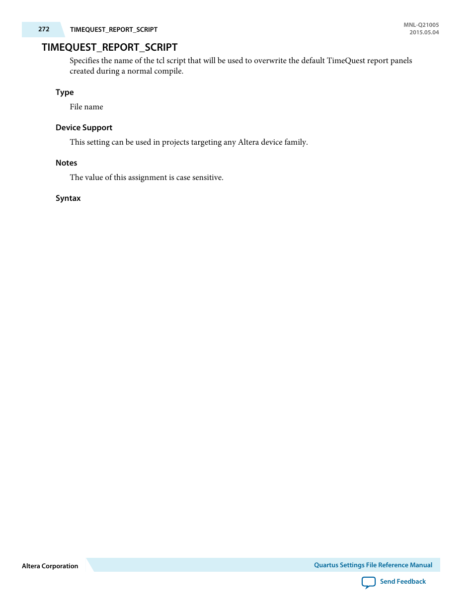 Timequest_report_script | Altera Quartus II Settings File User Manual | Page 272 / 1344