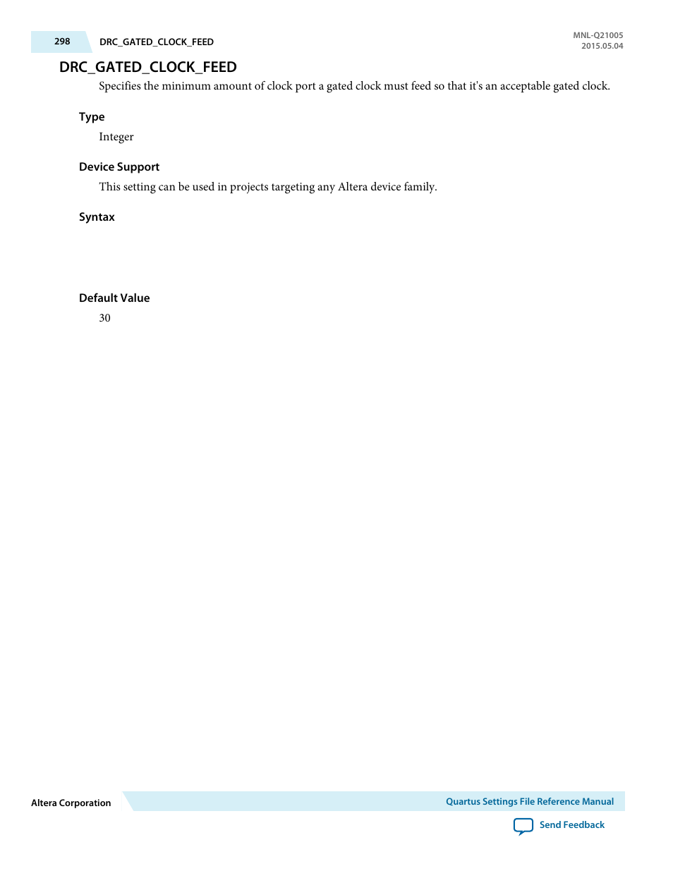 Drc_gated_clock_feed | Altera Quartus II Settings File User Manual | Page 298 / 1344