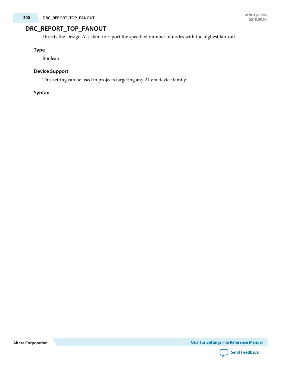 Drc_report_top_fanout | Altera Quartus II Settings File User Manual | Page 300 / 1344