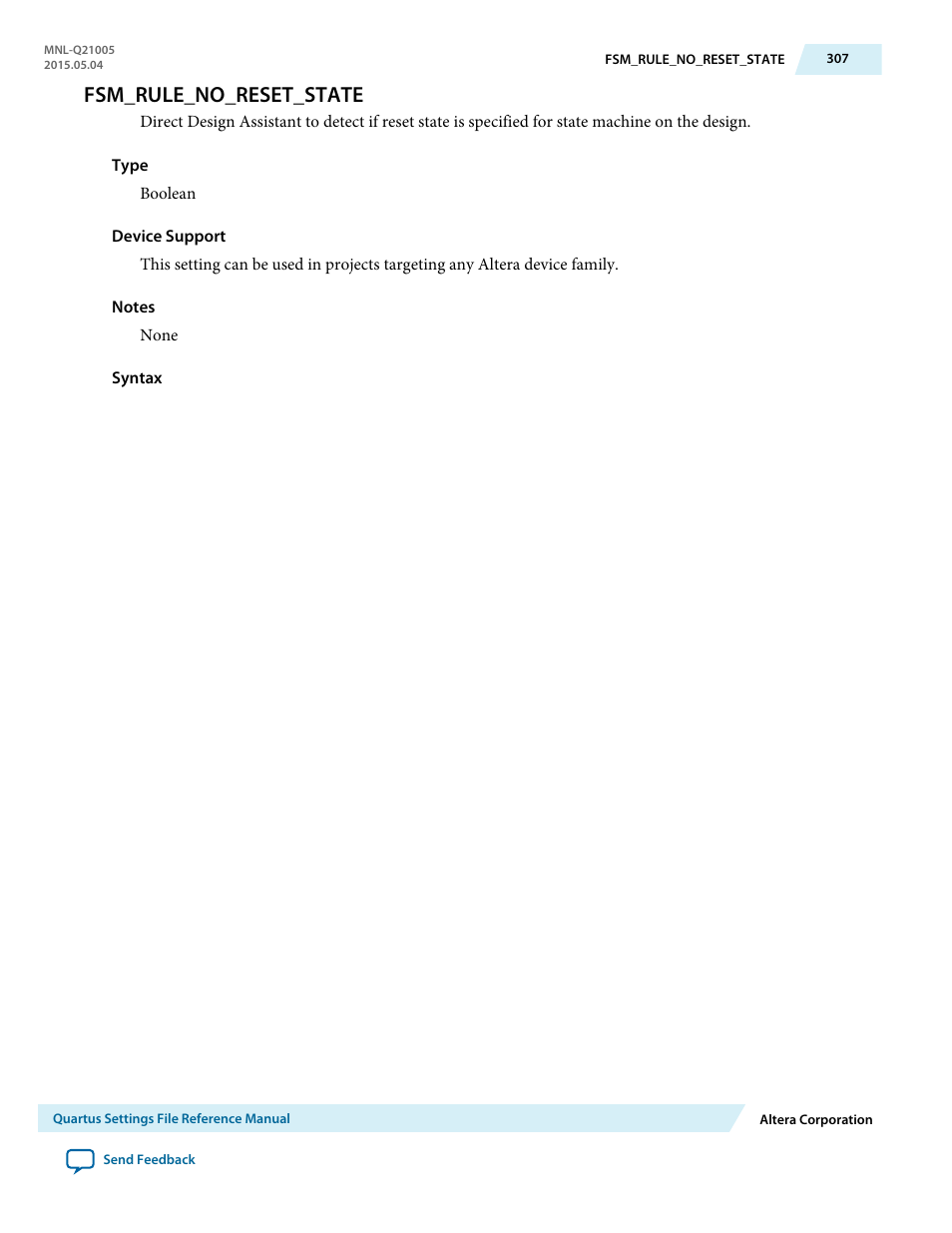 Fsm_rule_no_reset_state | Altera Quartus II Settings File User Manual | Page 307 / 1344