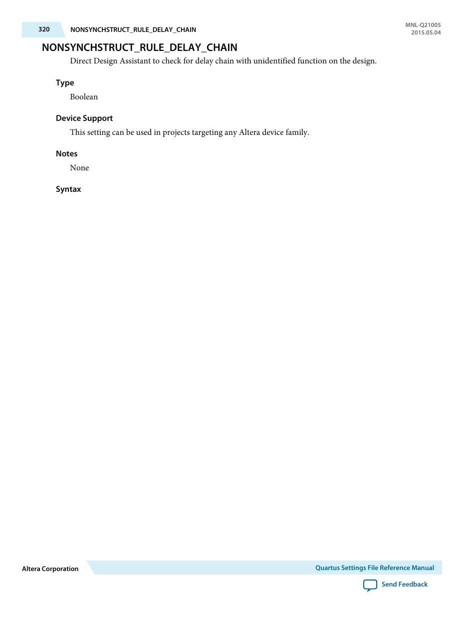 Nonsynchstruct_rule_delay_chain | Altera Quartus II Settings File User Manual | Page 320 / 1344