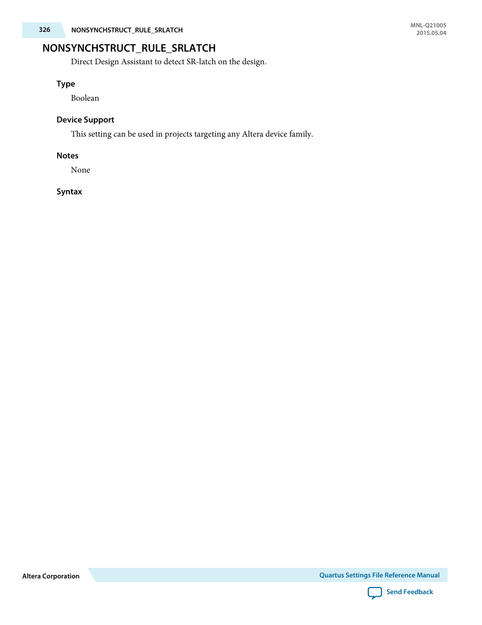 Nonsynchstruct_rule_srlatch | Altera Quartus II Settings File User Manual | Page 326 / 1344