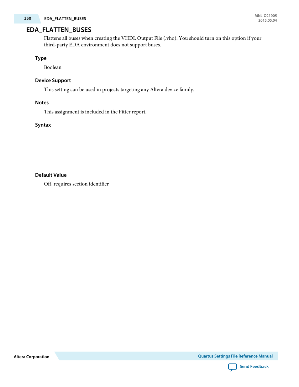 Eda_flatten_buses | Altera Quartus II Settings File User Manual | Page 350 / 1344