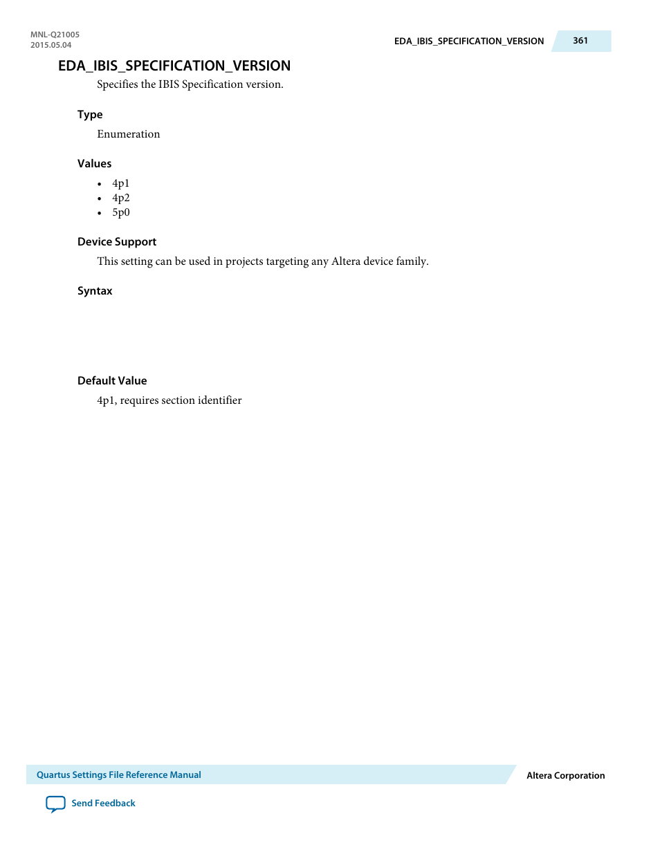 Eda_ibis_specification_version | Altera Quartus II Settings File User Manual | Page 361 / 1344