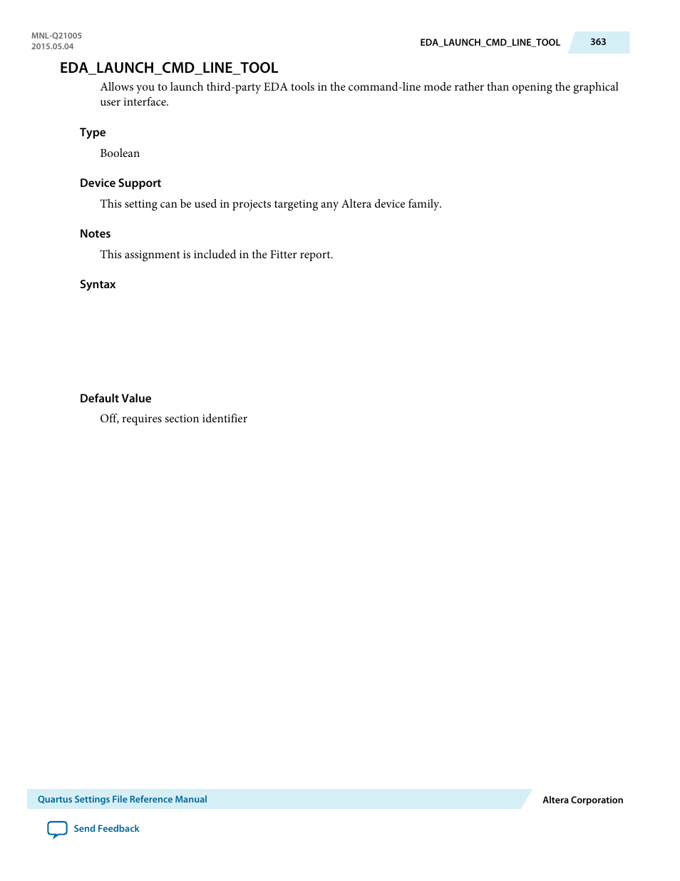 Eda_launch_cmd_line_tool | Altera Quartus II Settings File User Manual | Page 363 / 1344