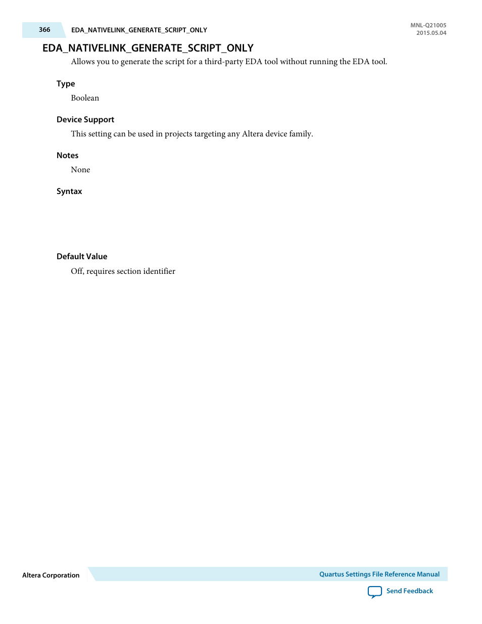 Eda_nativelink_generate_script_only | Altera Quartus II Settings File User Manual | Page 366 / 1344