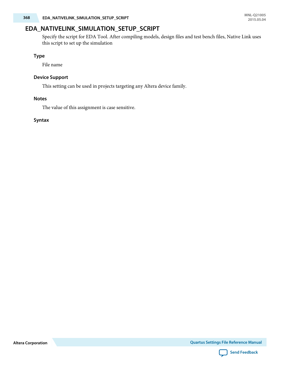 Eda_nativelink_simulation_setup_script | Altera Quartus II Settings File User Manual | Page 368 / 1344
