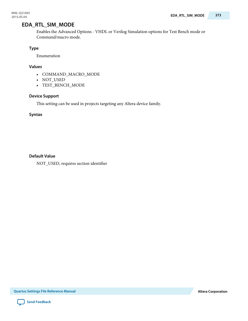 Eda_rtl_sim_mode | Altera Quartus II Settings File User Manual | Page 373 / 1344