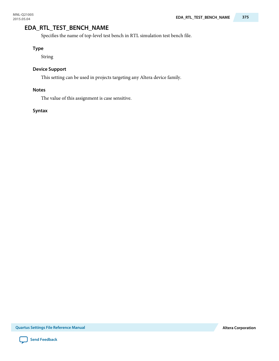Eda_rtl_test_bench_name | Altera Quartus II Settings File User Manual | Page 375 / 1344