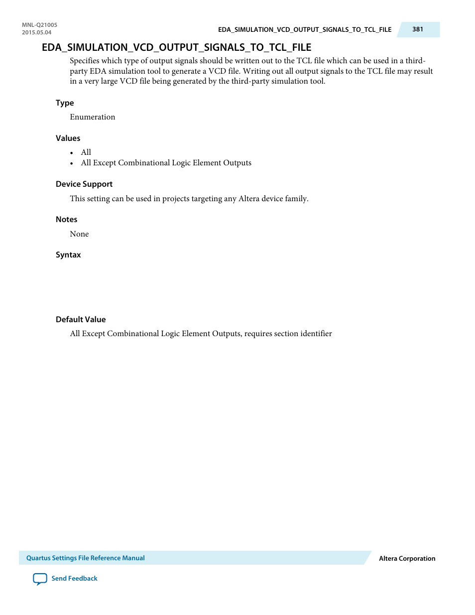 Eda_simulation_vcd_output_signals_to_tcl_file | Altera Quartus II Settings File User Manual | Page 381 / 1344